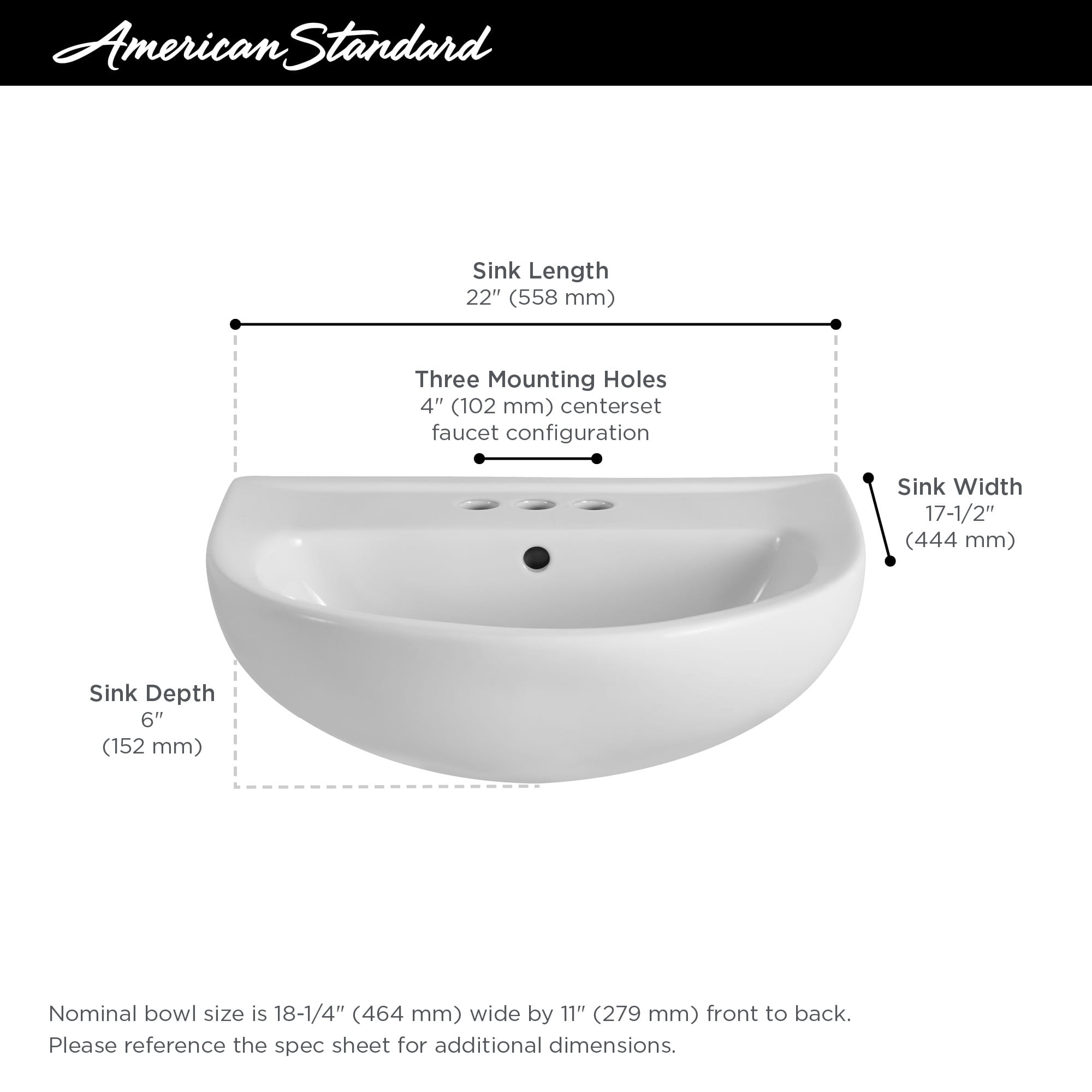 Reliant® 22 in. Pedestal Sink Top Only, 4 in. Centerset Holes